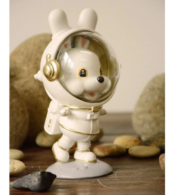 Figurka Dekoracyjna Królik Astronauta Biała 15Cm