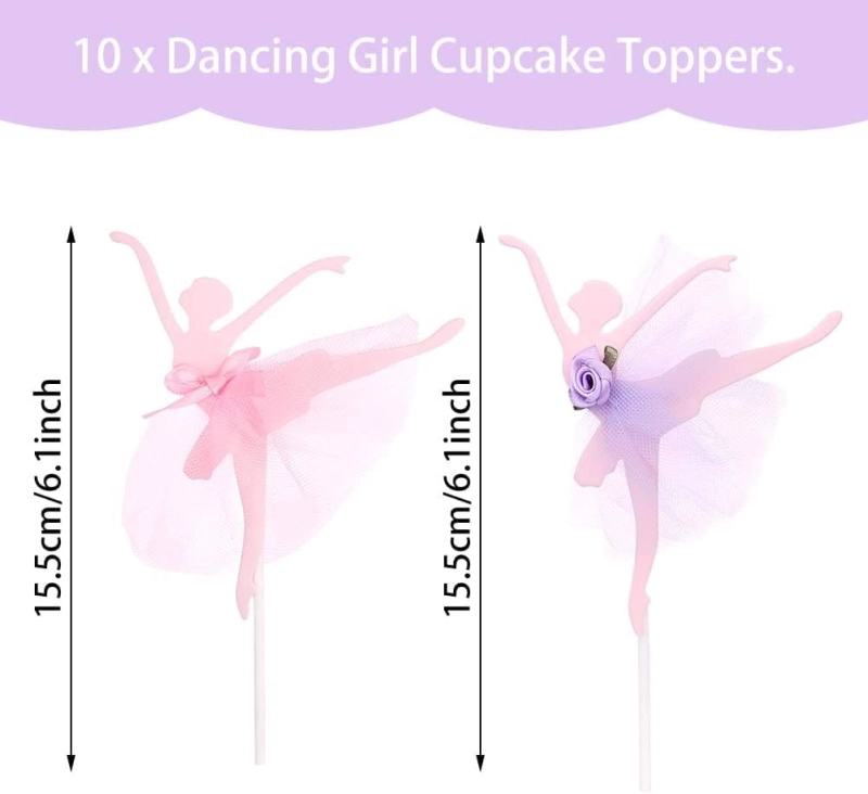 Topper na Muffiny Ciasto Dekoracja Balerina 10szt