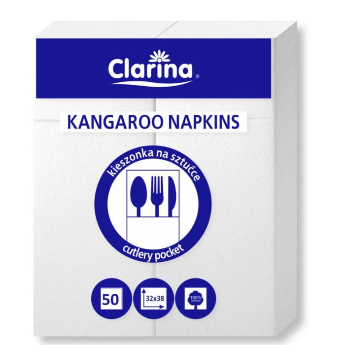 Serwetki Kangurek na sztućce białe 32x38cm-2