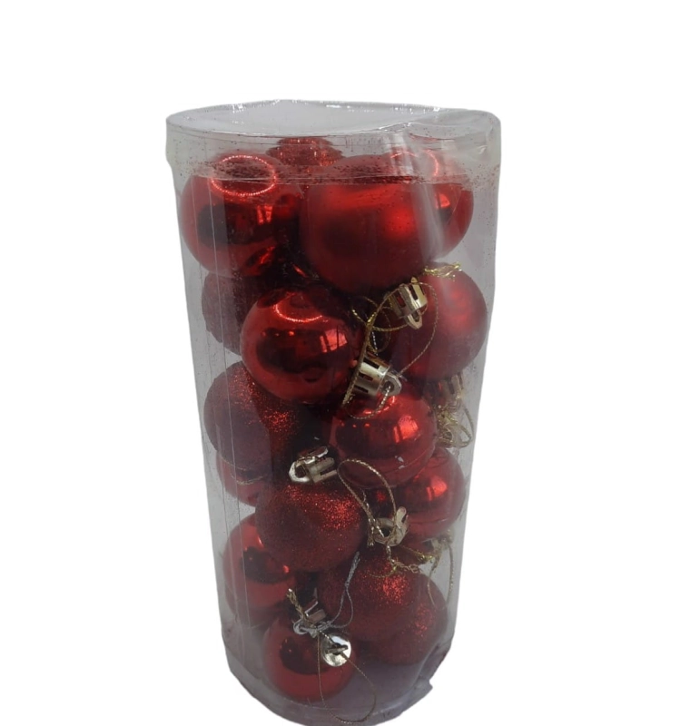 Bombki choinkowe czerwone 4cm plastikowe 20szt
