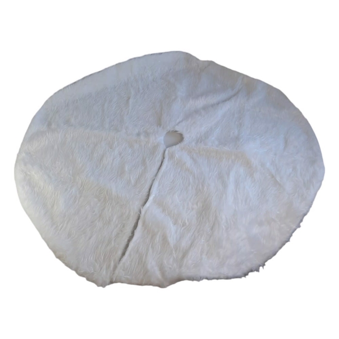 Dywan pod Choinkę Pluszowy Mata Futro Białe 90cm