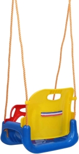 Huśtawka dla dzieci 3w1 Kubełkowa Oparcie Pas