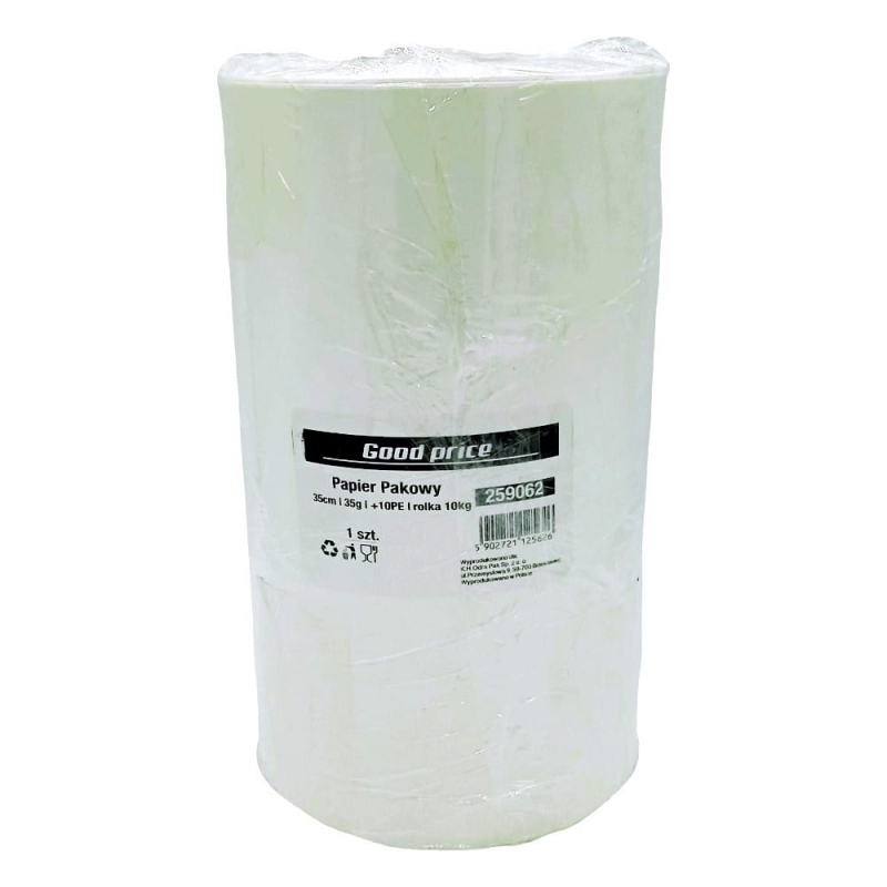 Papier pakowy 35cm, 35g +10PE rolka 10kg biały