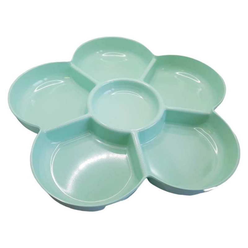 Taca z Melaminy z 6 Przegródkami Kwiat Zielona