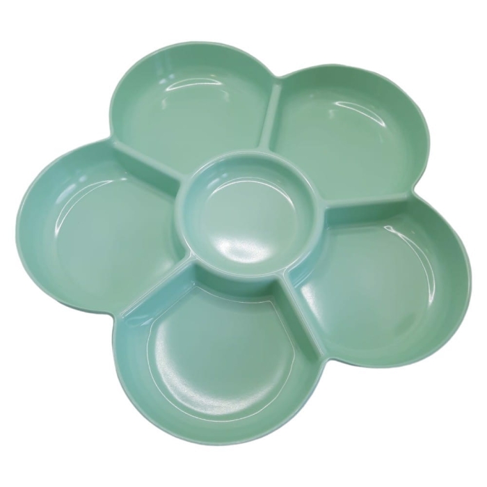 Taca z Melaminy z 6 Przegródkami Kwiat Zielona