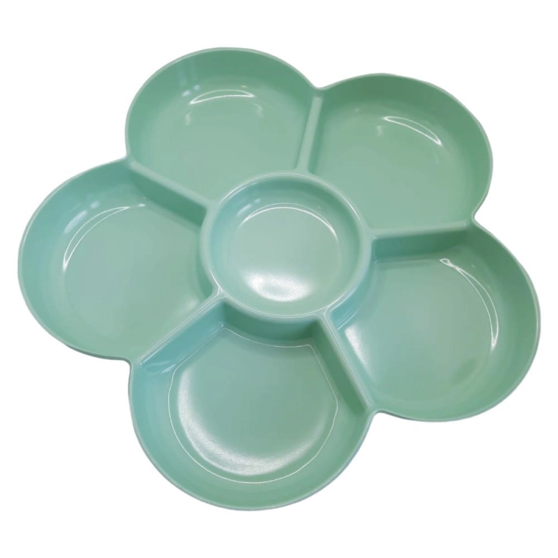 Taca z Melaminy z 6 Przegródkami Kwiat Zielona