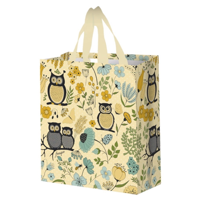 Torba na zakupy 14L 30x14x33 Sówki beżowa 1szt