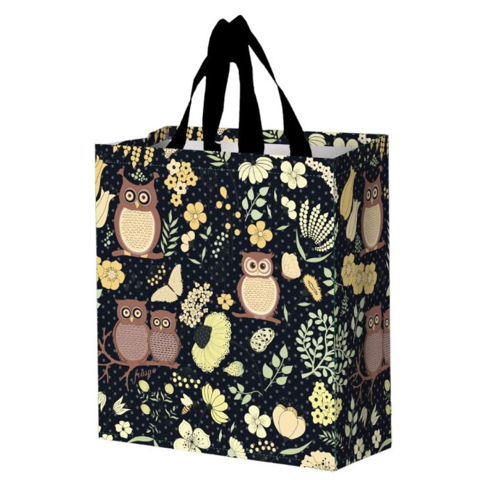 Torba na zakupy 14L 30x14x33 Sówki czarna 1szt