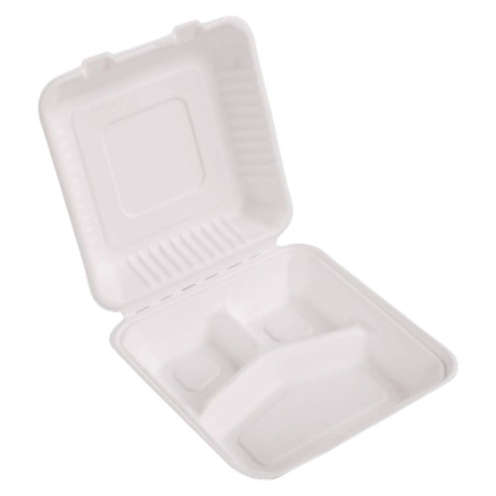 Menu box trójdzielny 235x227 pulpa trzcinowa 50szt