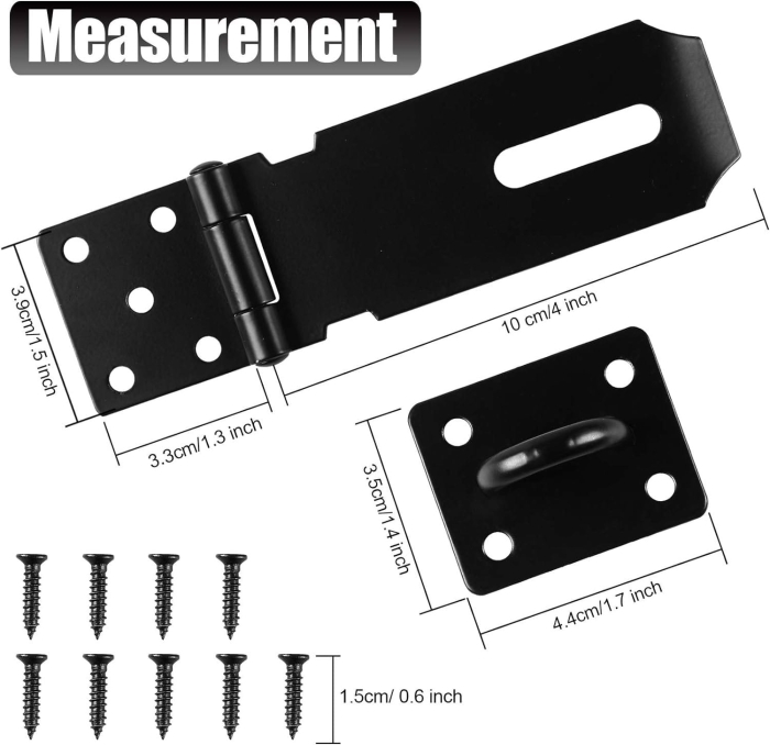 Wrzeciądz skobel na kłódkę do drzwi czarny