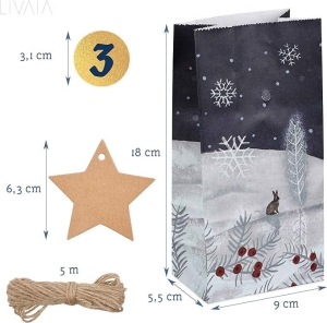 Kalendarz adwentowy DIY 24 torebki papierowe