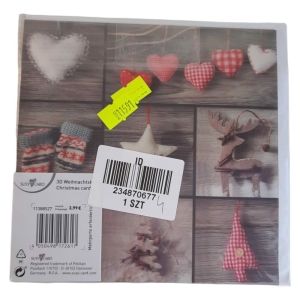 Kartka Świąteczna 3D Koperta 15x15 Boże Narodzenie