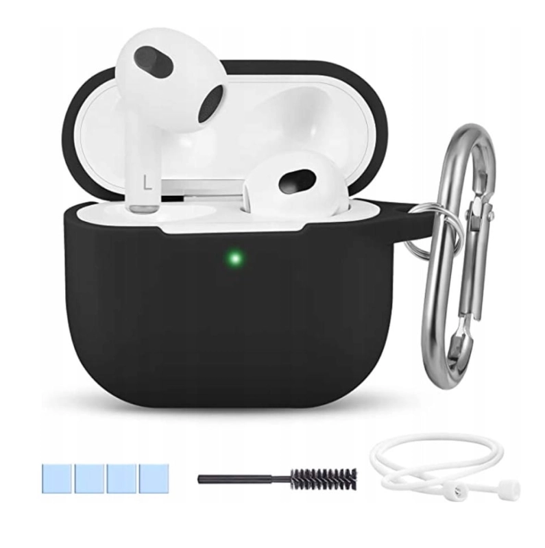 Zestaw Silikonowe Etui Na Airpods 3 Szczotka Czarn