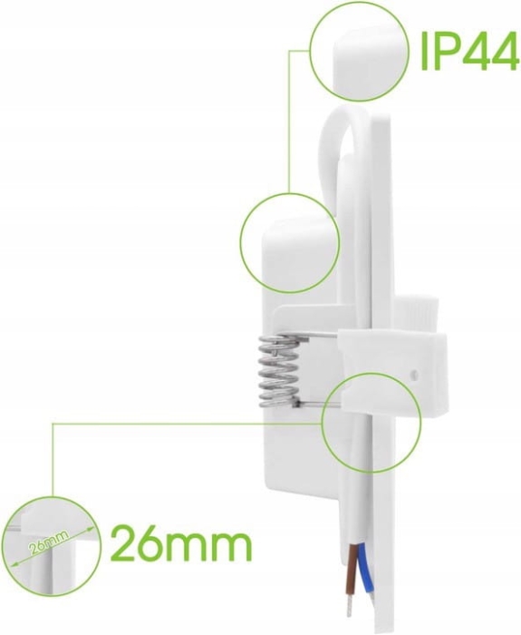 Plafon oczko LED kwadrat 6W 3000K 230V 115mm