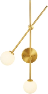 Nowoczesna Lampa dwuramienna Okrągłe Klosze Złota