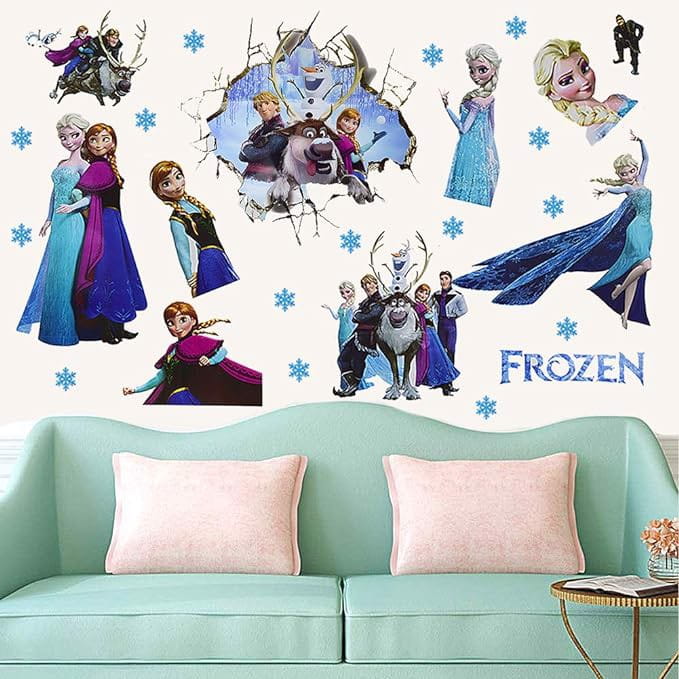 Naklejki na Ścianę 3D Kraina Lodu Elsa Frozen