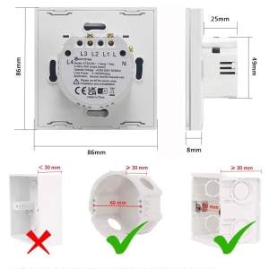 Włącznik Światła Biały Panel 300W Wifi