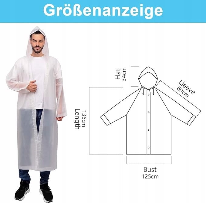 Płaszcz przeciwdeszczowy długi ponczo białe 3szt
