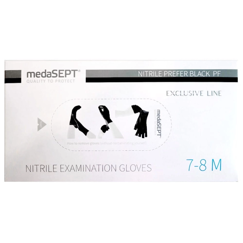 Rękawice nitrylowe czarne 7-8 M Medasept 100szt