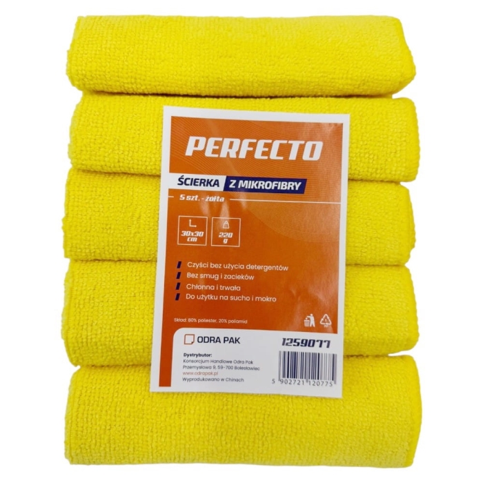 Ścierka z mikrofibry 30x30cm Perfecto 5szt żółta