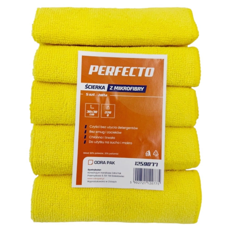 Ścierka z mikrofibry 30x30cm Perfecto 5szt żółta