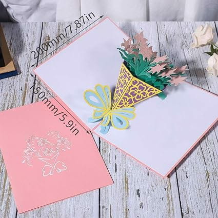 Pop Up kartka z życzeniami różowe lilie 3D