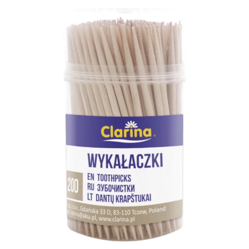 Wykałaczki baryłka 200szt Clarina 65mm 12 baryłek