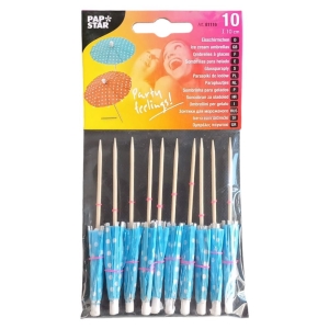 Wykałaczki bankietowe 10cm parasolka 10szt niebies