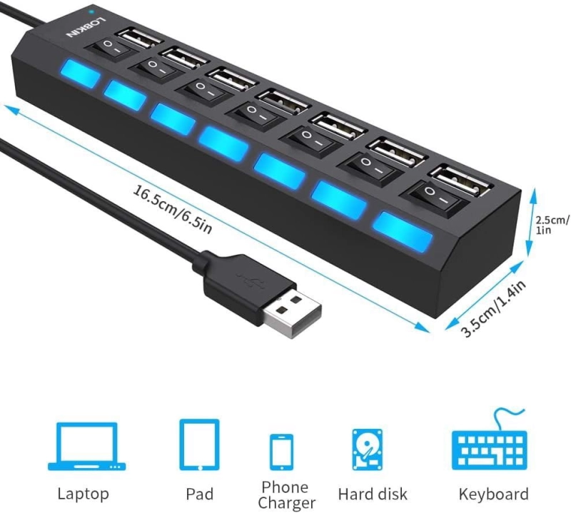 Rozdzielacz rozgałęźnik USB 7w1