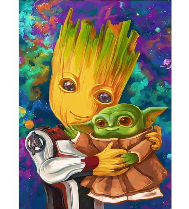 Haft Diamentowy Diy 5D Baby Groot I Joda
