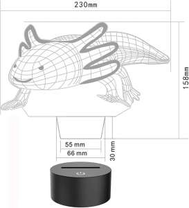 Lampka LED nocna aksolotl 3D akrylowa wielokolorow