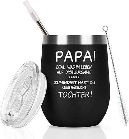 Kubek termiczny ze słomką 350ml czarny j.niemiecki