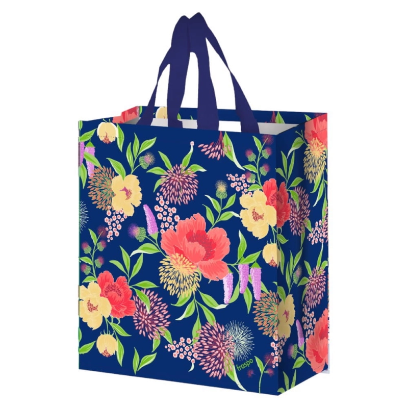 Torba na zakupy 14L 30x33x14 Kwiaty granatowa 1szt