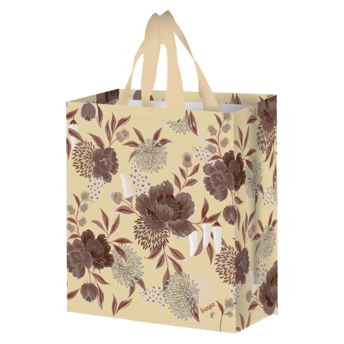 Torba na zakupy 14L 30x33x14 Kwiaty beżowa 1szt