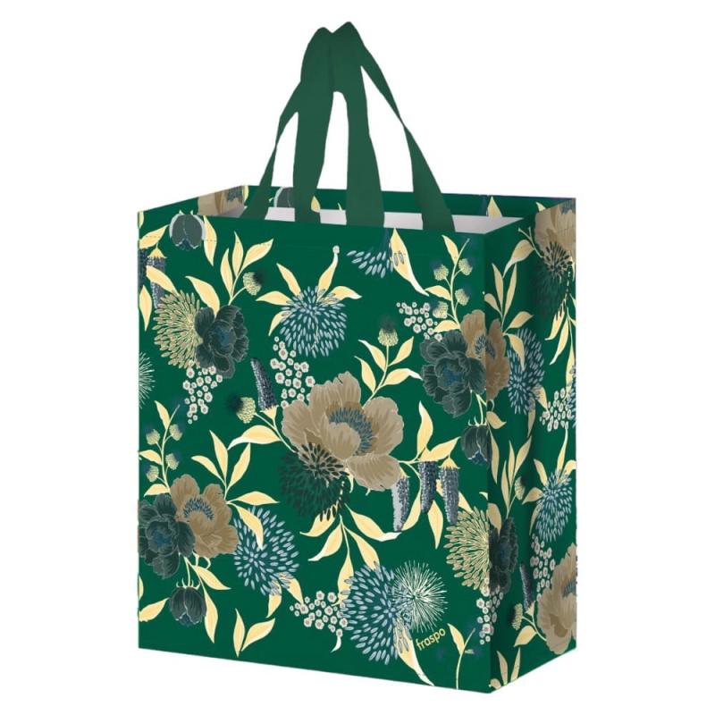 Torba na zakupy 14L 30x33x14 Kwiaty zielona 1szt