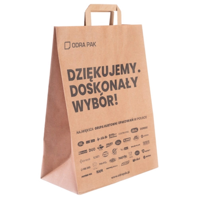 Torba papierowa 32x16x42cm brązowa nadruk 250szt
