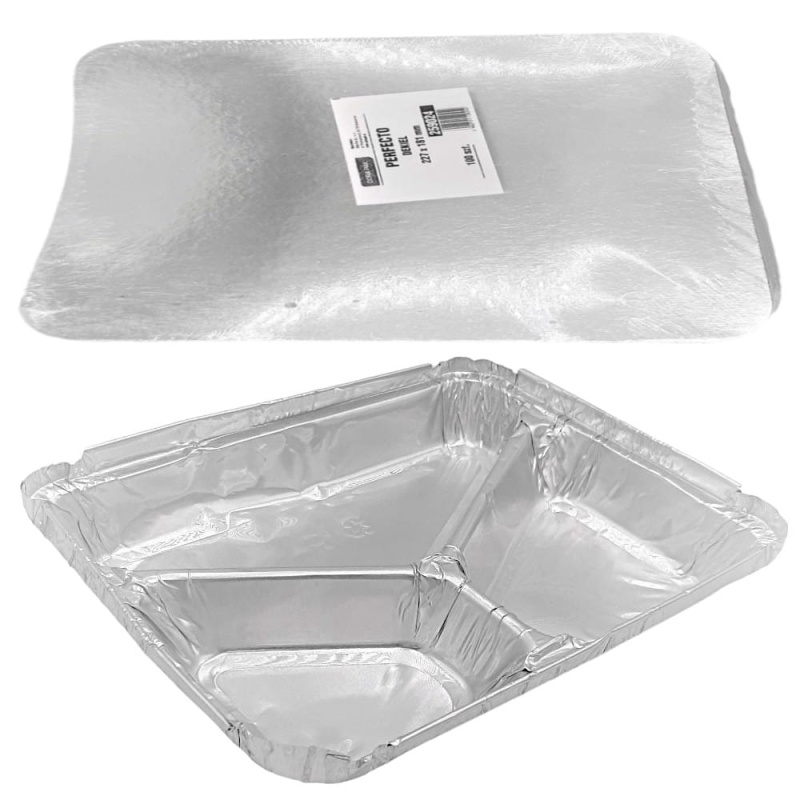 Pojemnik aluminiowy trójdzielny z pokrywką 100szt