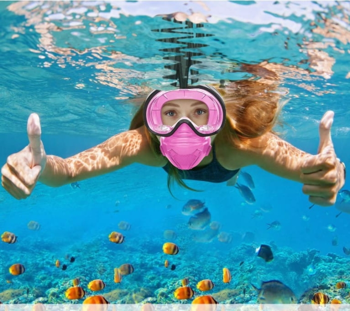 Maska Do Nurkowania Pełnotwarzowa Różowa L/Xl