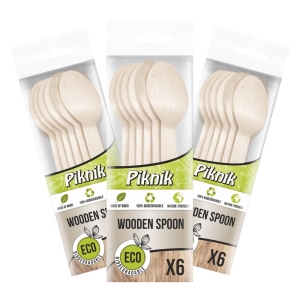 Piknikowe łyżki drewniane 6szt