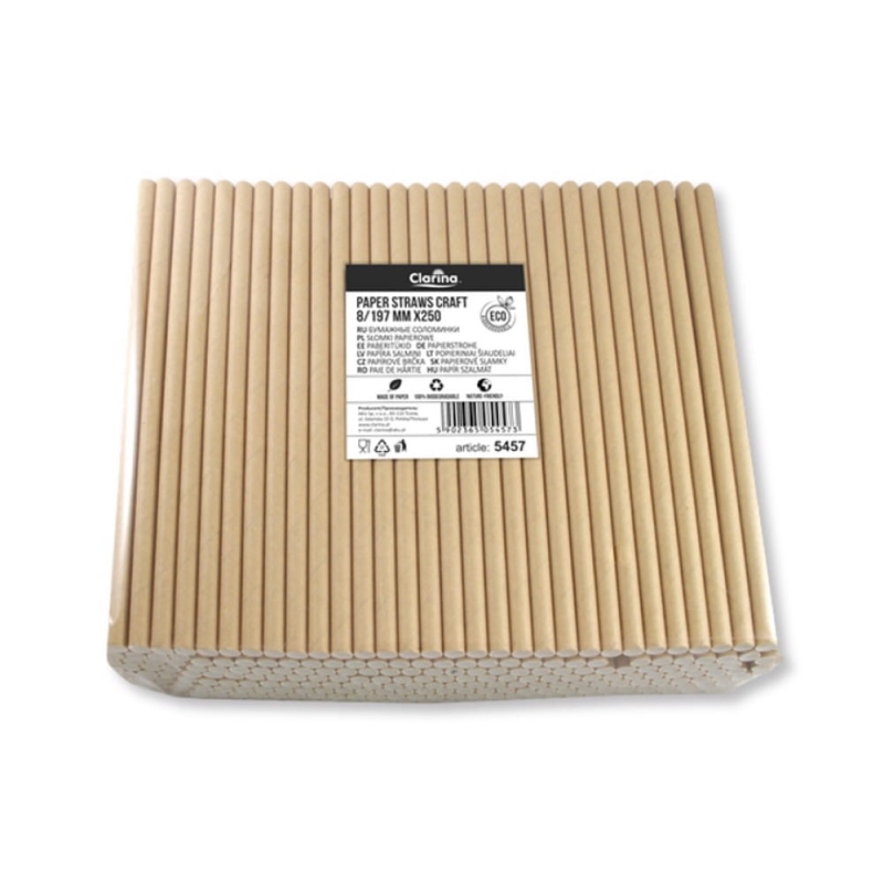 Słomki biodegradowalne papierowe 20cm śr.8 250szt