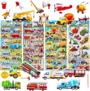 Naklejki 3D z pianki pojazdy budowlane straż 4 ark