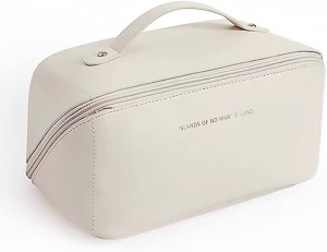 Kosmetyczka Skóra PU Organizer Kuferek Kremowy