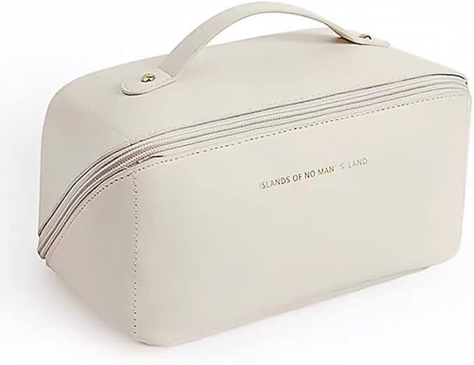 Kosmetyczka Skóra PU Organizer Kuferek Kremowy