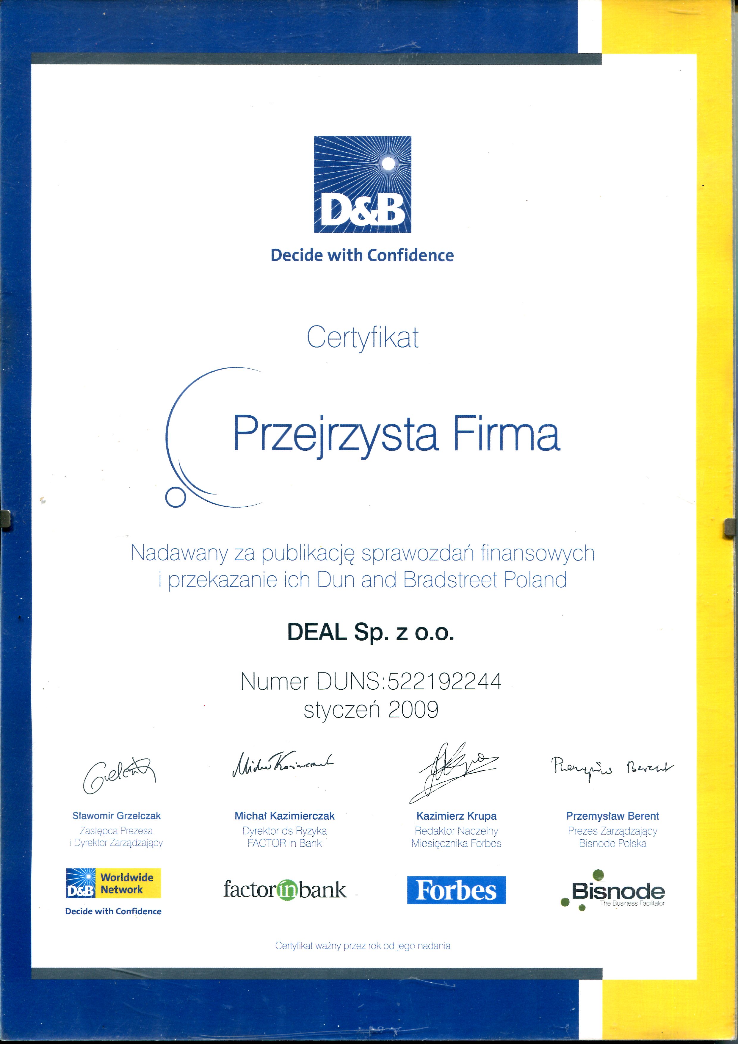 Przejrzysta Firma Dun and Bradstreet