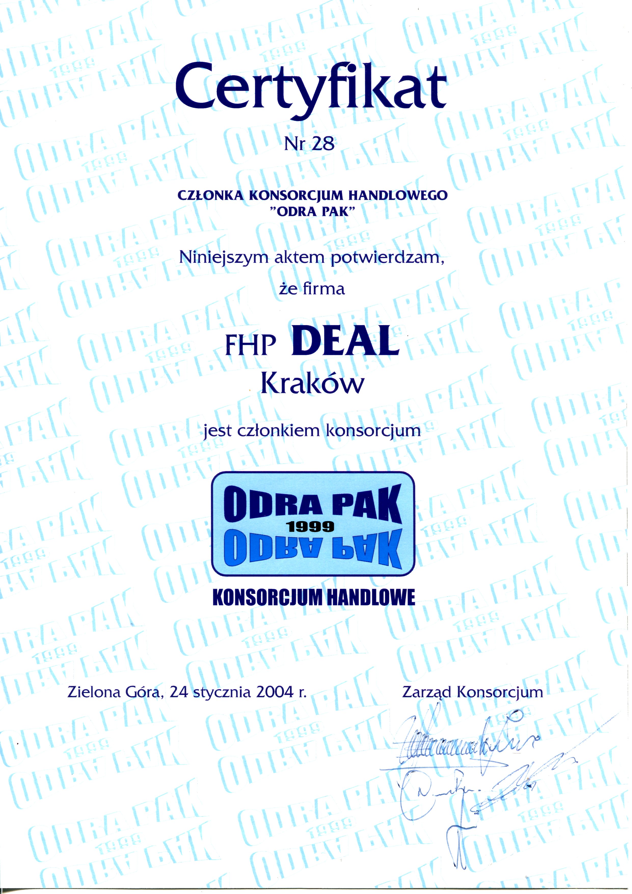 Partnera Handlowego Konsorcjum Handlowego Odra Pak 2004